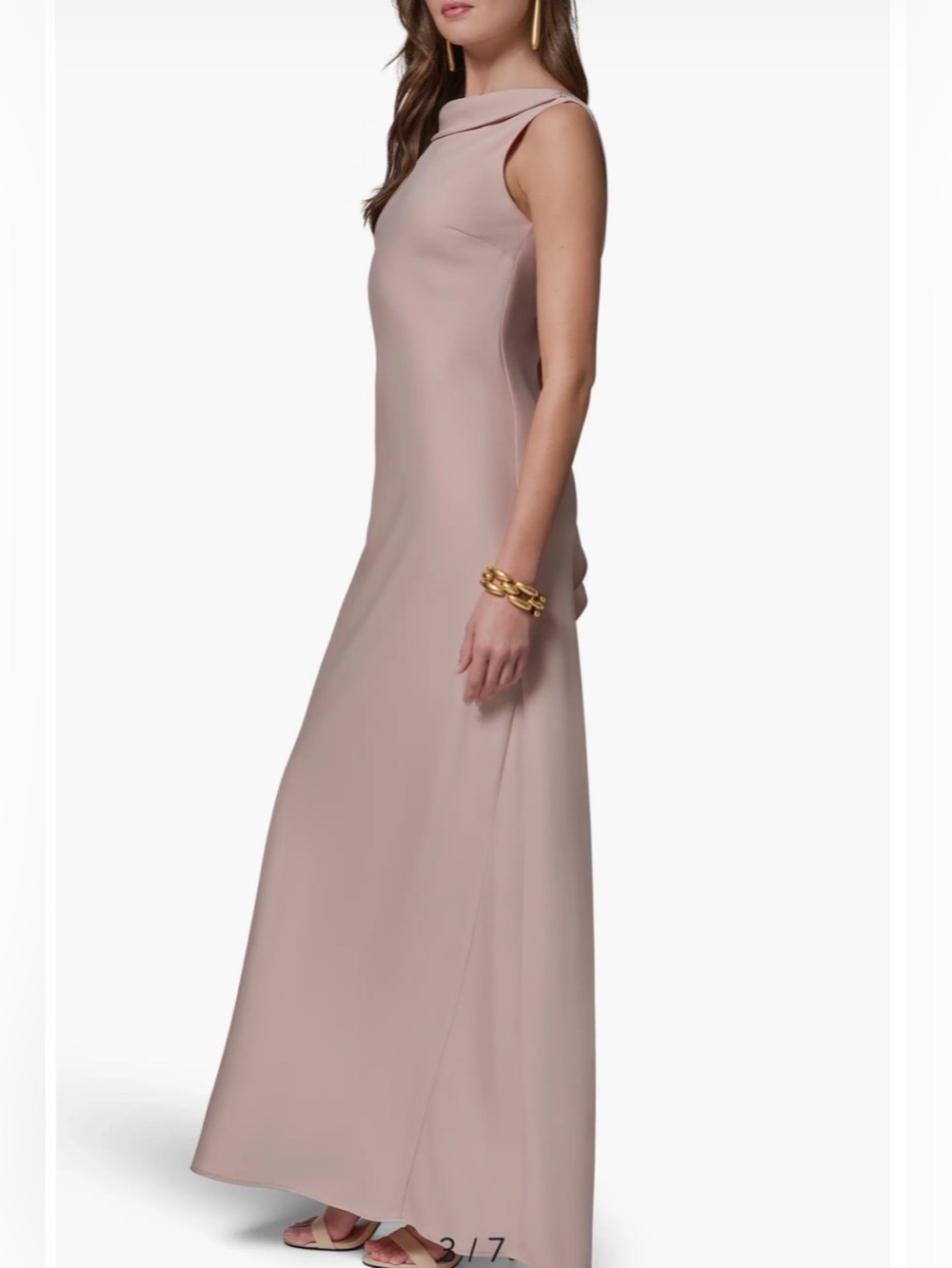 Donna Karan Ruffled-Back Satin Gown, Size 2 - Picture 3 of 8